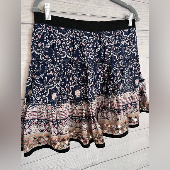 Free People | Embellished Boho Tiered Mini Skirt - Picture 3 of 7
